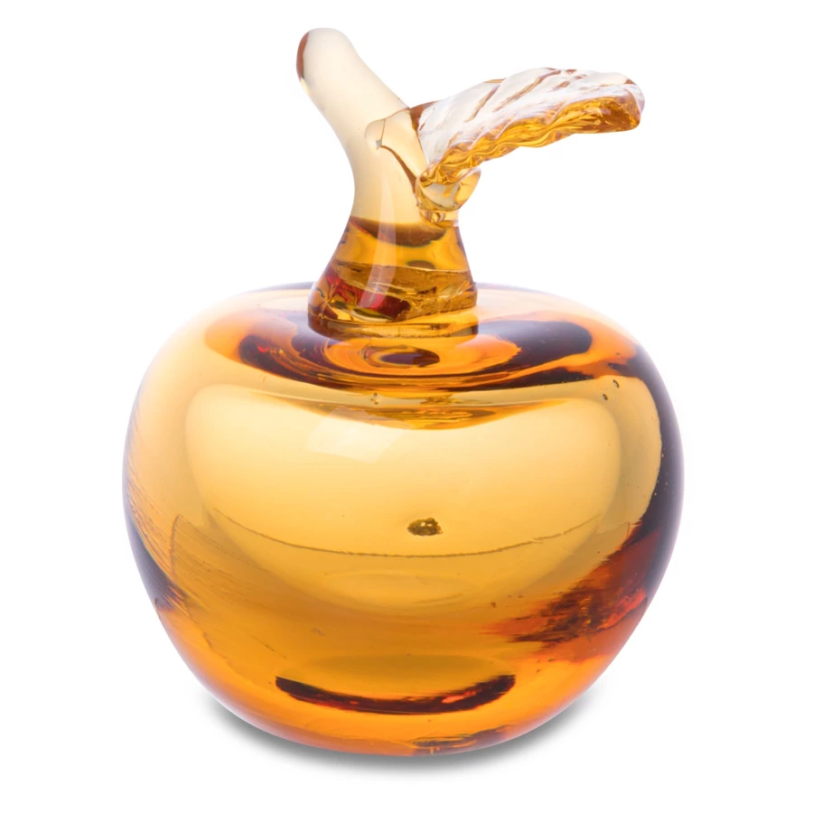 Декоративное изделие малое ГХЗ Яблоко, 10-15 см, хрусталь, янтарный