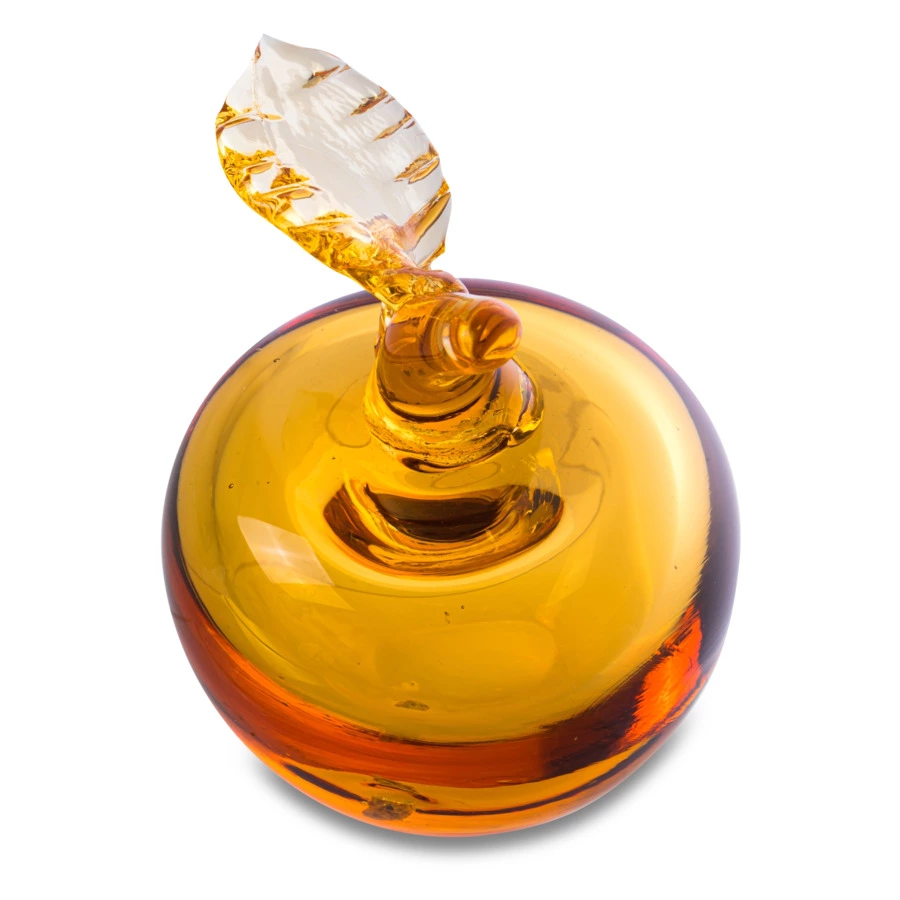 Декоративное изделие малое ГХЗ Яблоко, 10-15 см, хрусталь, янтарный