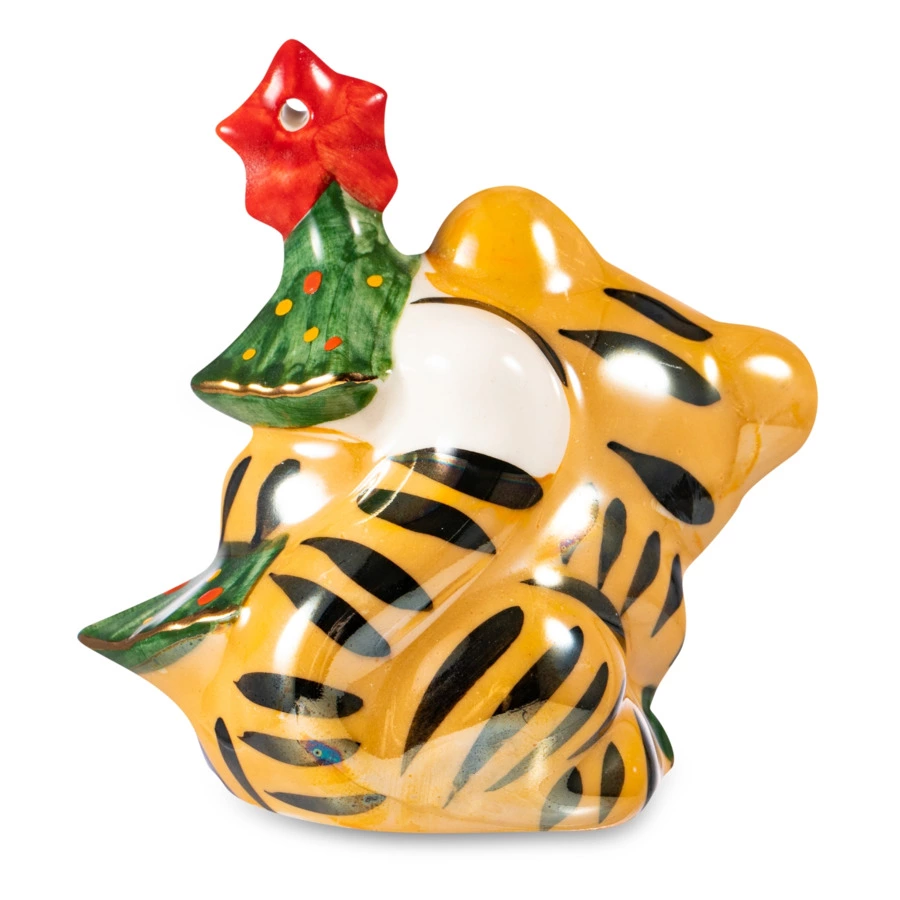 Елочная игрушка Кукольная мастерская на Ланском Тигренок с елочкой 8 см, фарфор