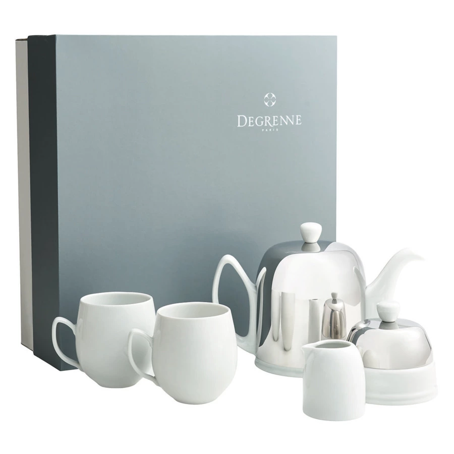 Набор чайный Degrenne Salam на 2 персоны 5 предметов, белый, фарфор, сталь нержавеющая, п/к