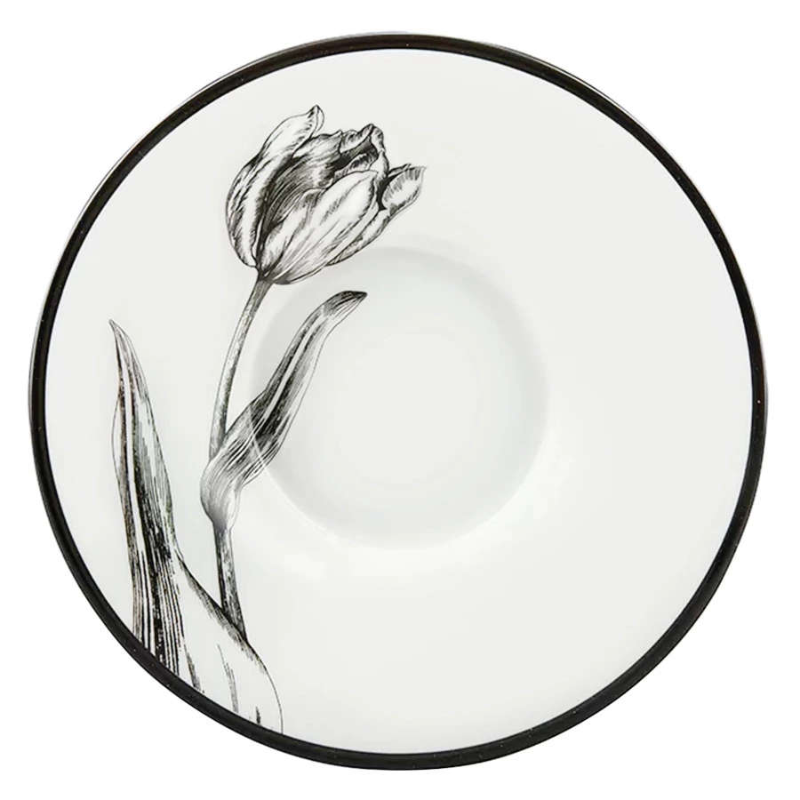 Блюдце чайное ИФЗ Юлия Волшебный сад IV, 16,4 см, авт  рисунка Сергей Сысоев, фарфор костяной