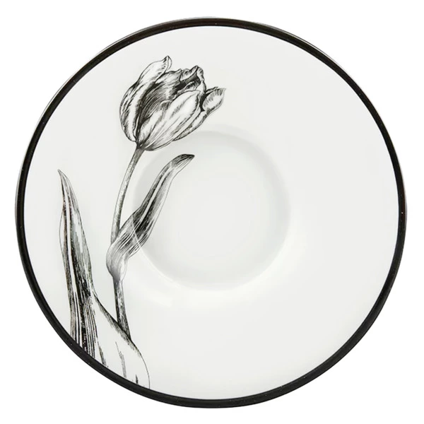 Блюдце чайное ИФЗ Юлия Волшебный сад IV, 16,4 см, авт  рисунка Сергей Сысоев, фарфор костяной