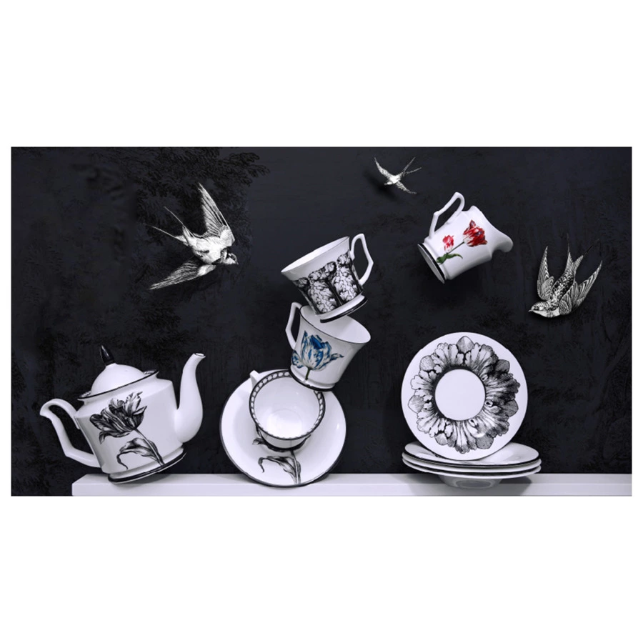 Блюдце чайное ИФЗ Юлия Волшебный сад IV, 16,4 см, авт  рисунка Сергей Сысоев, фарфор костяной