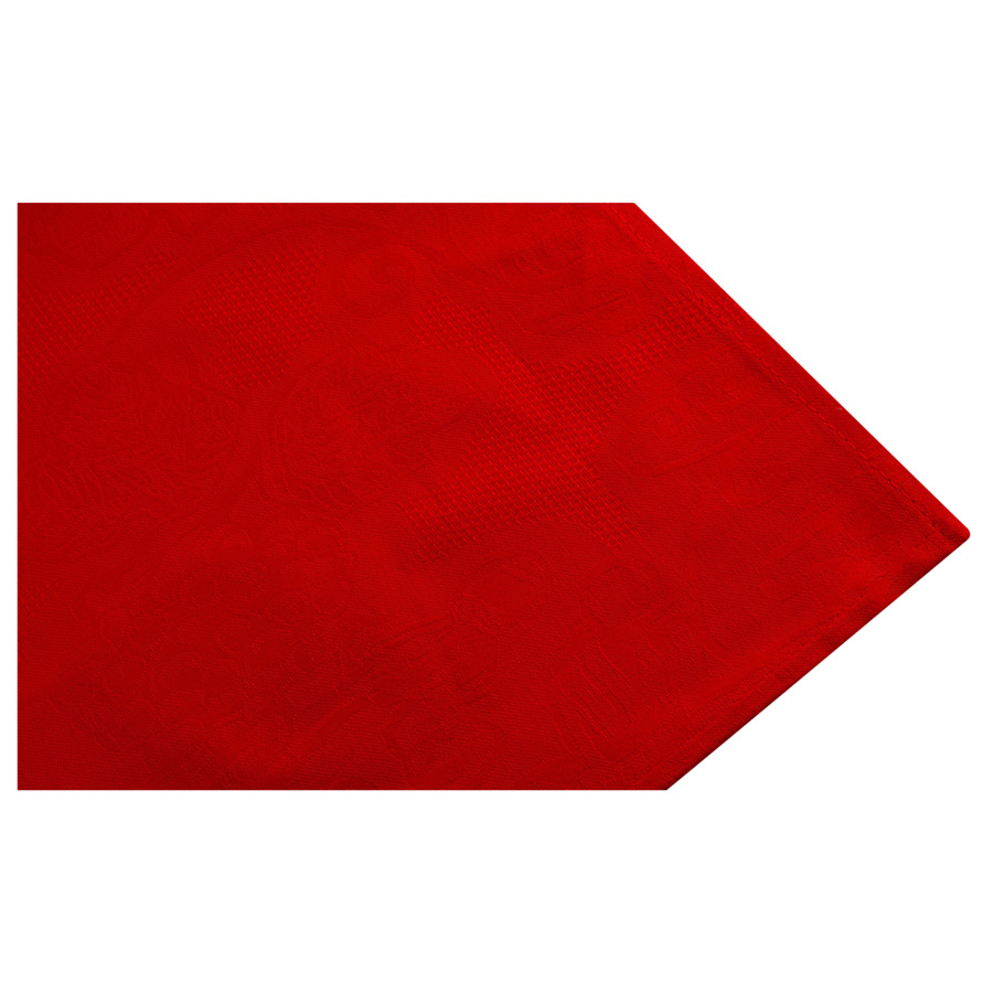 Скатерть прямоугольная Vingi Ricami Ludovica Xmas 140х450 см, красная, мерсерезированный хлопок