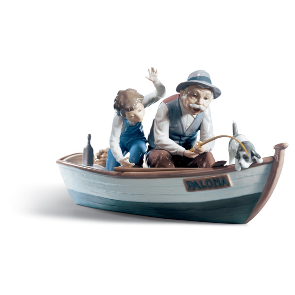 Фигурка Lladro Рыбаки в лодке 39х22 см, фарфор