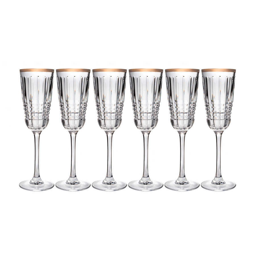 Набор бокалов для шампанского Cristal D'arques Rendez-Vous Gold 170 мл, 6 шт, стекло хрустальное