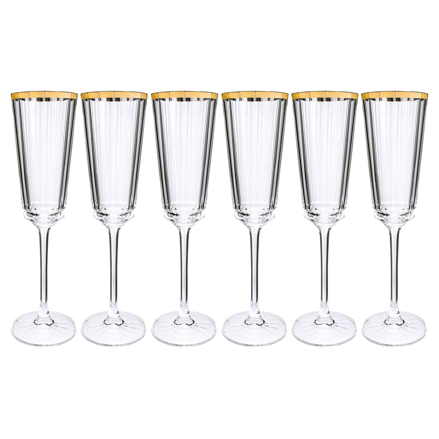 Набор бокалов для шампанского Cristal D'arques Macassar Gold 170 мл, 6 шт, стекло