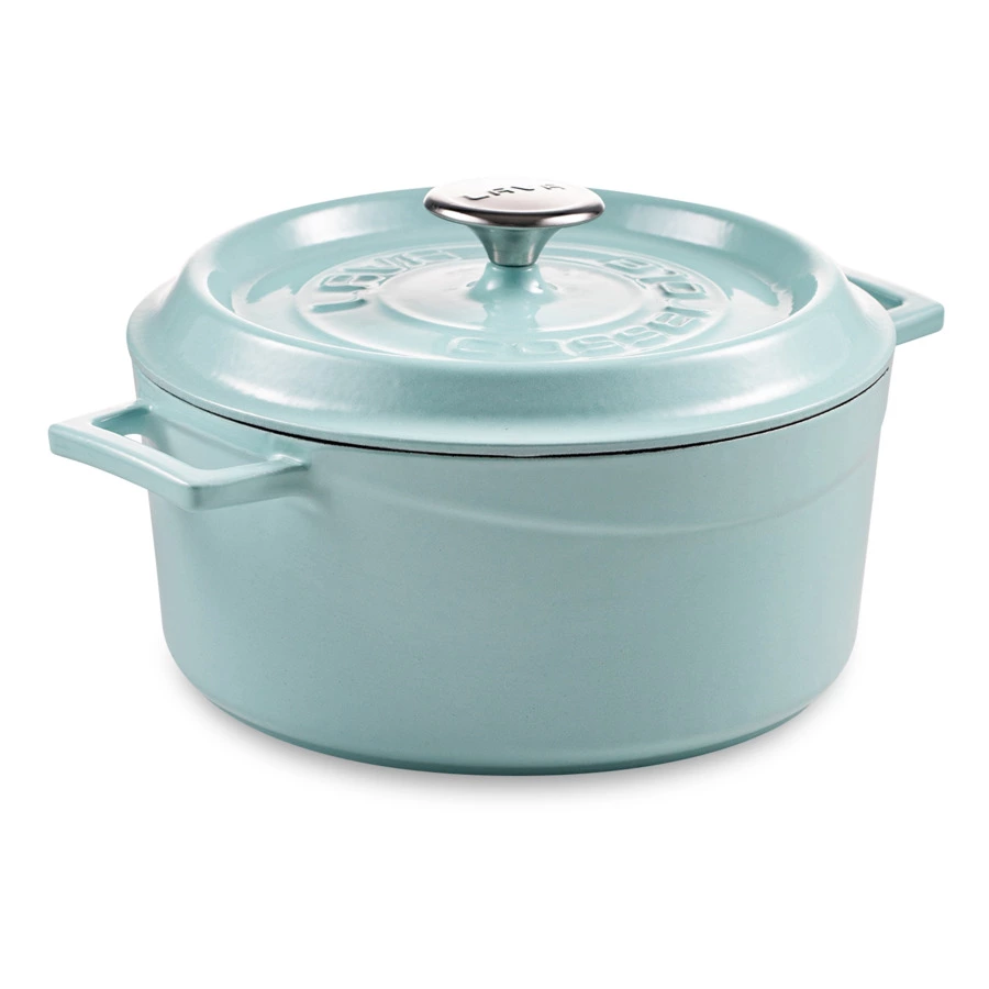 Кастрюля с крышкой LAVA Edition d24 см, 4,5 л, чугун, бирюзовая