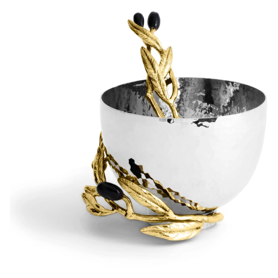 Чаша для орехов с ложкой Michael Aram Оливковая ветвь 10 см, сталь нержавеющая
