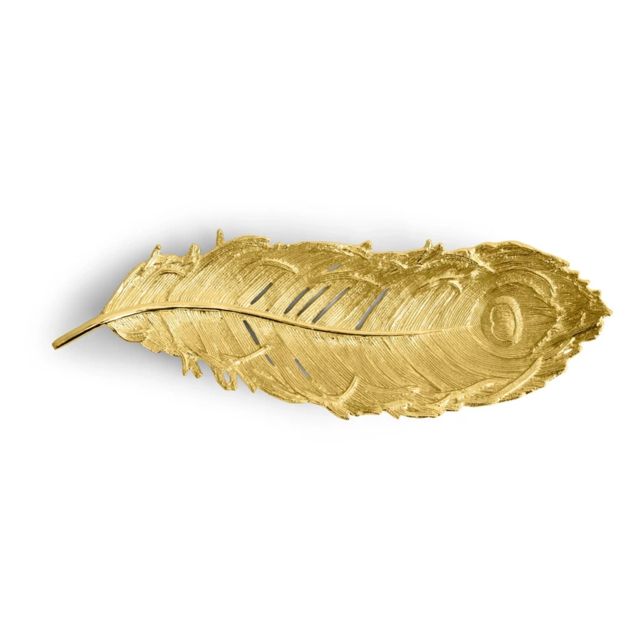 Блюдо Michael Aram Перья 42 см, сталь нержавеющая, золотистое