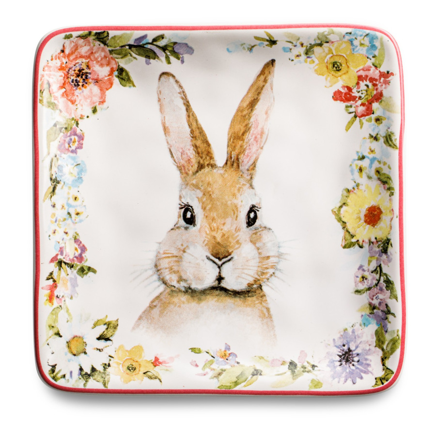 Тарелка пирожковая квадратная Certified Int Весенний сад Кролик уверенный 15 см, керамика тарелка закусочная certified int весенний сад кролик взгляд налево 22 см керамика