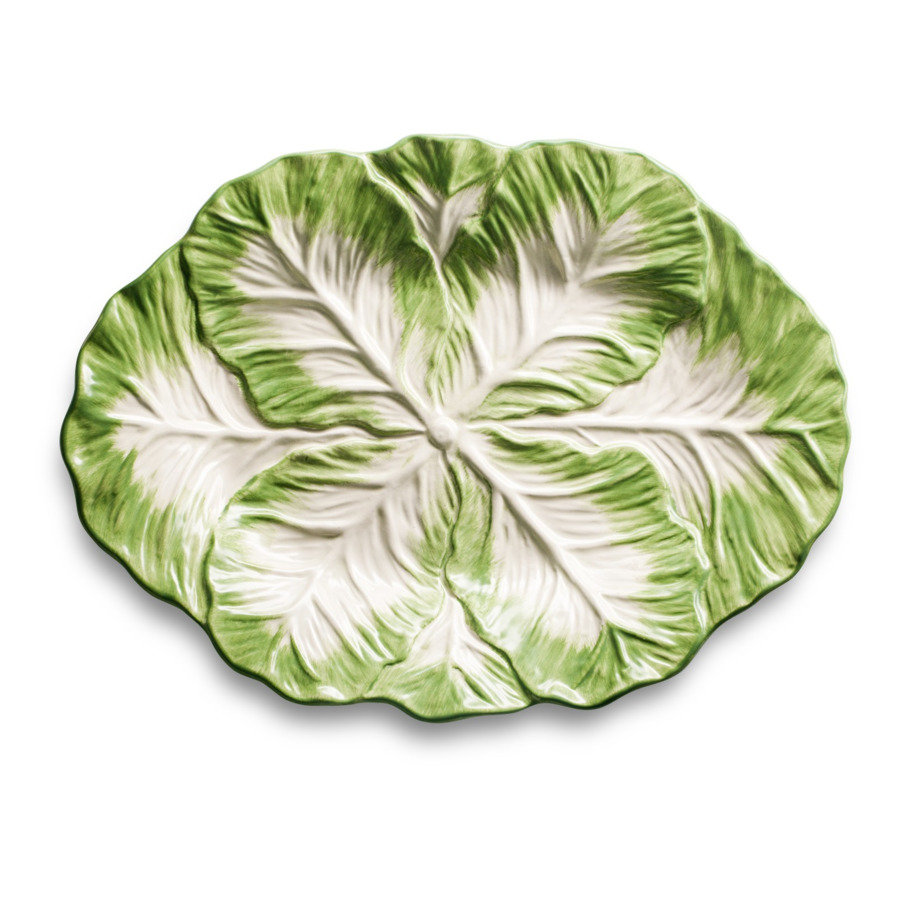 Блюдо овальное 3D Certified Int Весенний сад Капустный лист 39х30 см, керамика