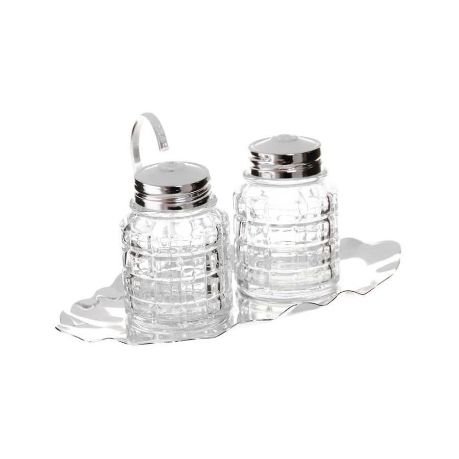 Набор для соли и перца Queen Anne 17,5х12,5 см, на подставке, сталь, стекло, посеребрение