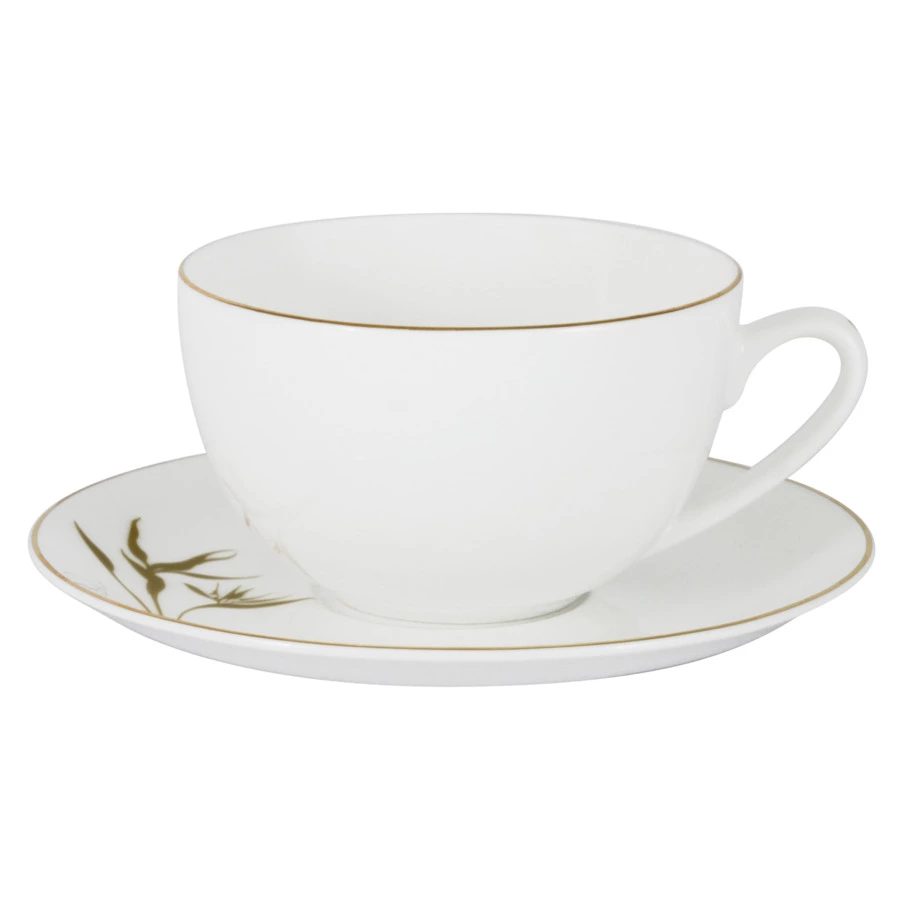 Чашка чайная с блюдцем Anna Lafarg Emily Гортензия 250 мл, фарфор костяной, п/к