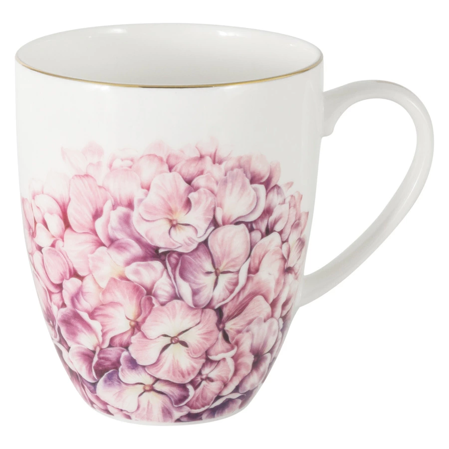 Кружка Anna Lafarg Emily Гортензия 400 мл, фарфор костяной, п/к