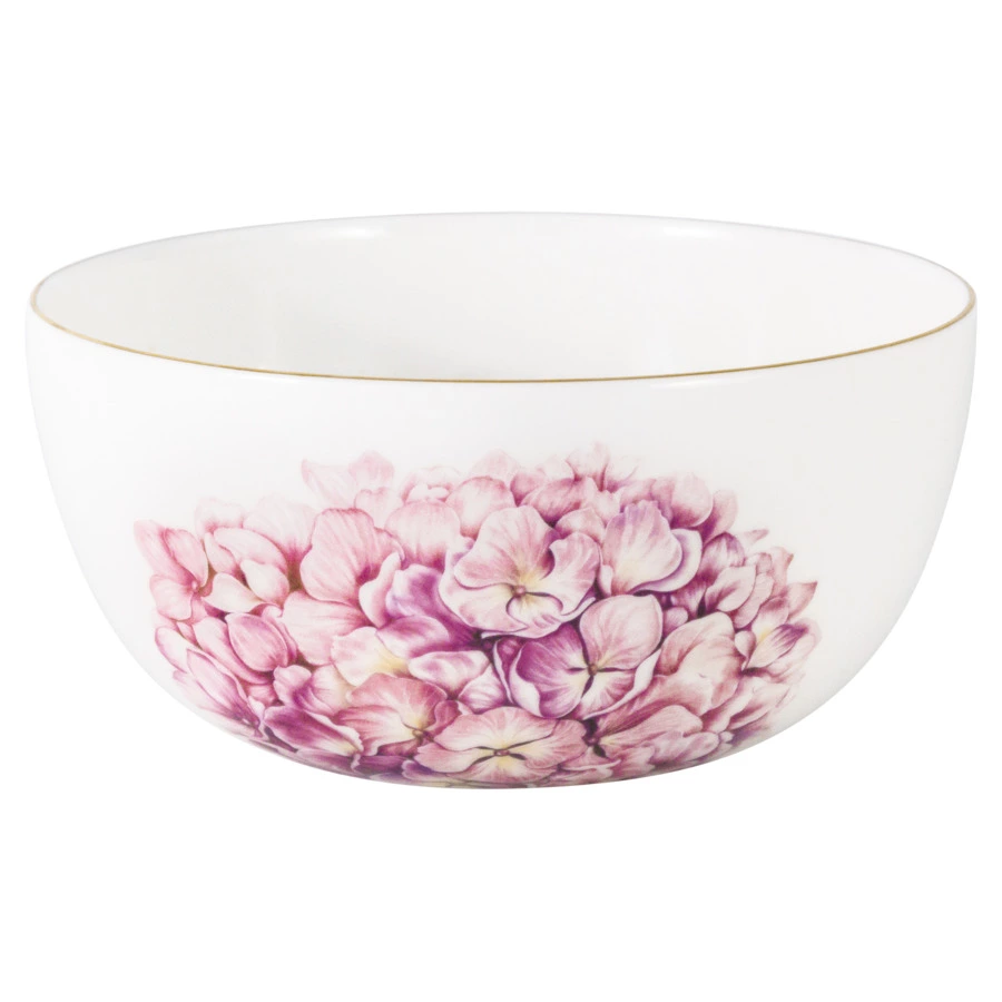 Салатник порционный Anna Lafarg Emily Гортензия 14 см, фарфор костяной, п/к