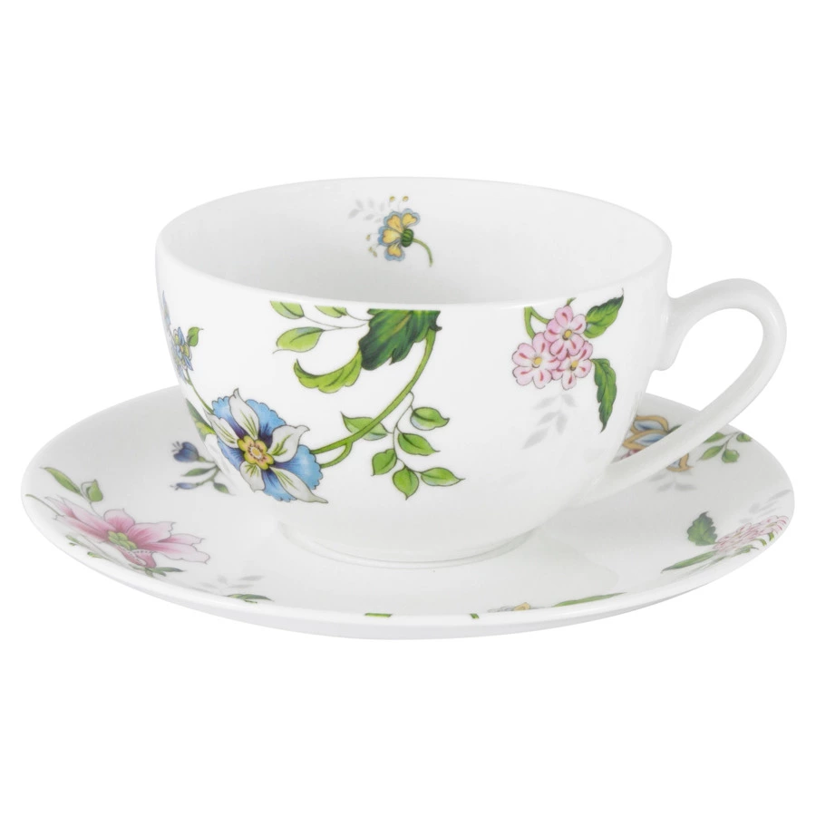 Чашка чайная с блюдцем Anna Lafarg Emily Provence 250 мл, фарфор костяной, п/к