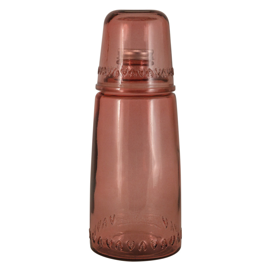 Бутылка для воды 1 л со стаканом 220 мл San Miguel Natural Water, стекло, розовый seventh generation пакеты с моющим средством power для посудомоечной машины бесплатно и прозрачно 45 упаковок 675 г 23 8 унции
