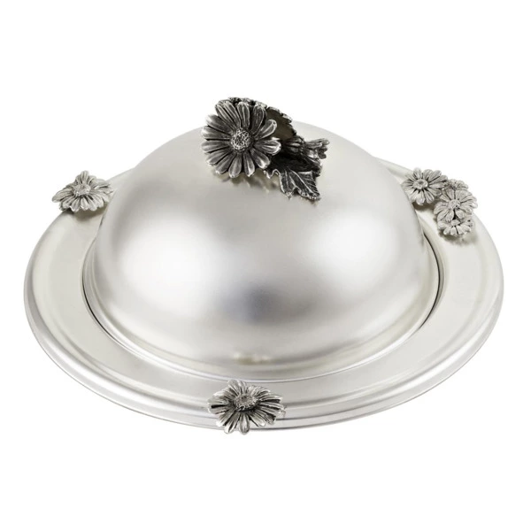 Масленка Кольчугинский мельхиор Ромашки, посеребрение