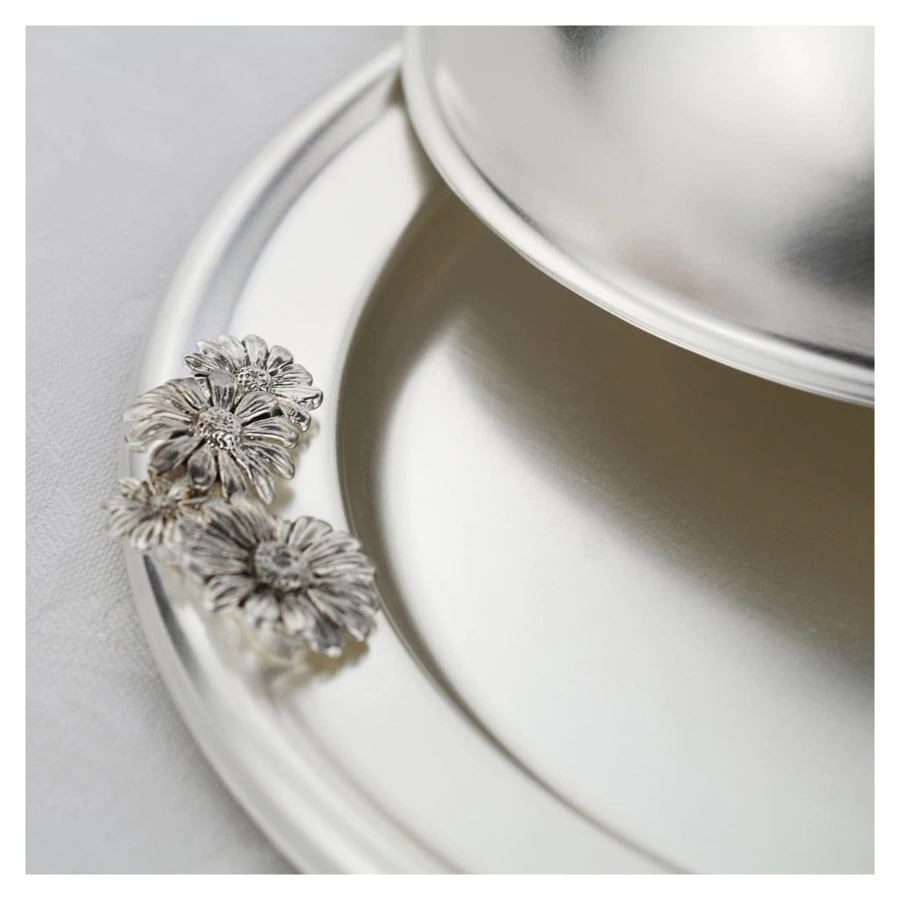 Масленка Кольчугинский мельхиор Ромашки, посеребрение