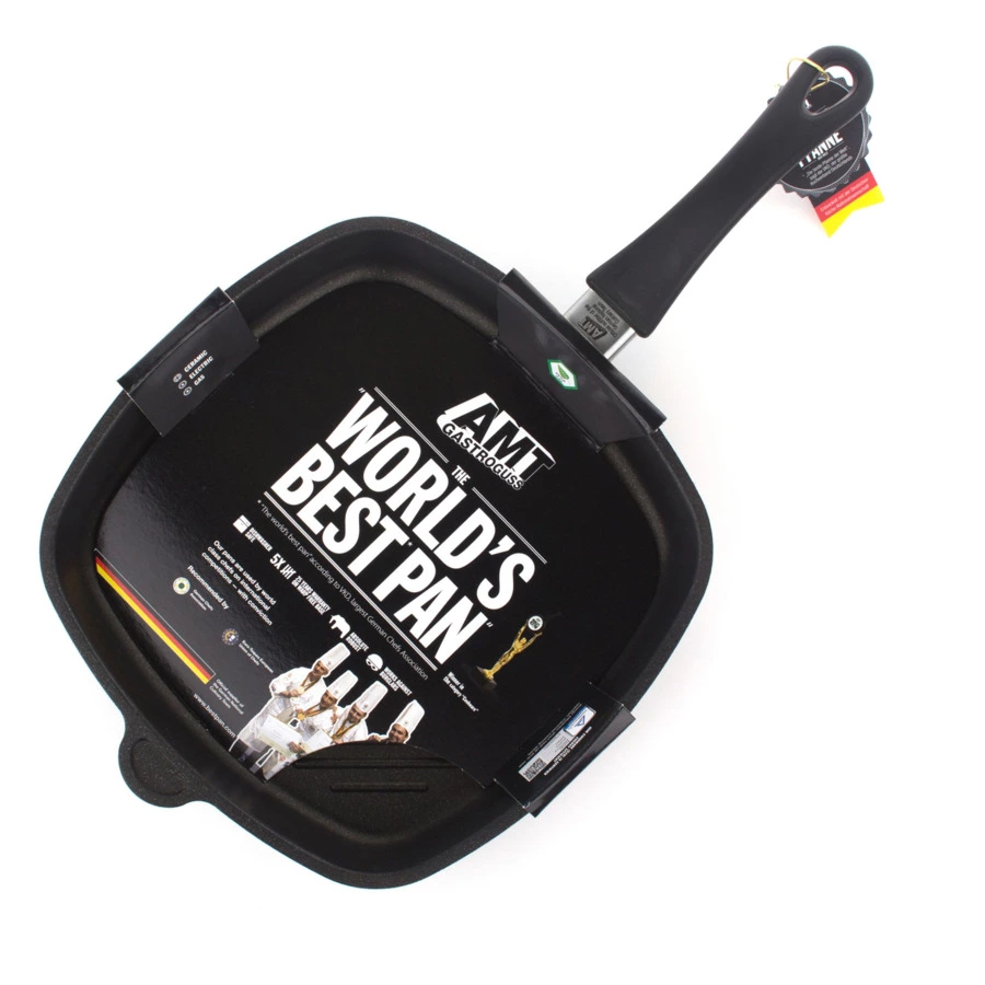 Сковорода гриль с фиксированной ручкой квадратная AMT Frying Pans Fix 28х28 см, алюминий