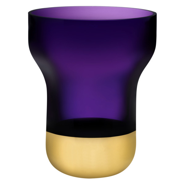 Ваза Nude Glass Контур 25 см, фиолетовая с золотым дном, стекло хрустальное