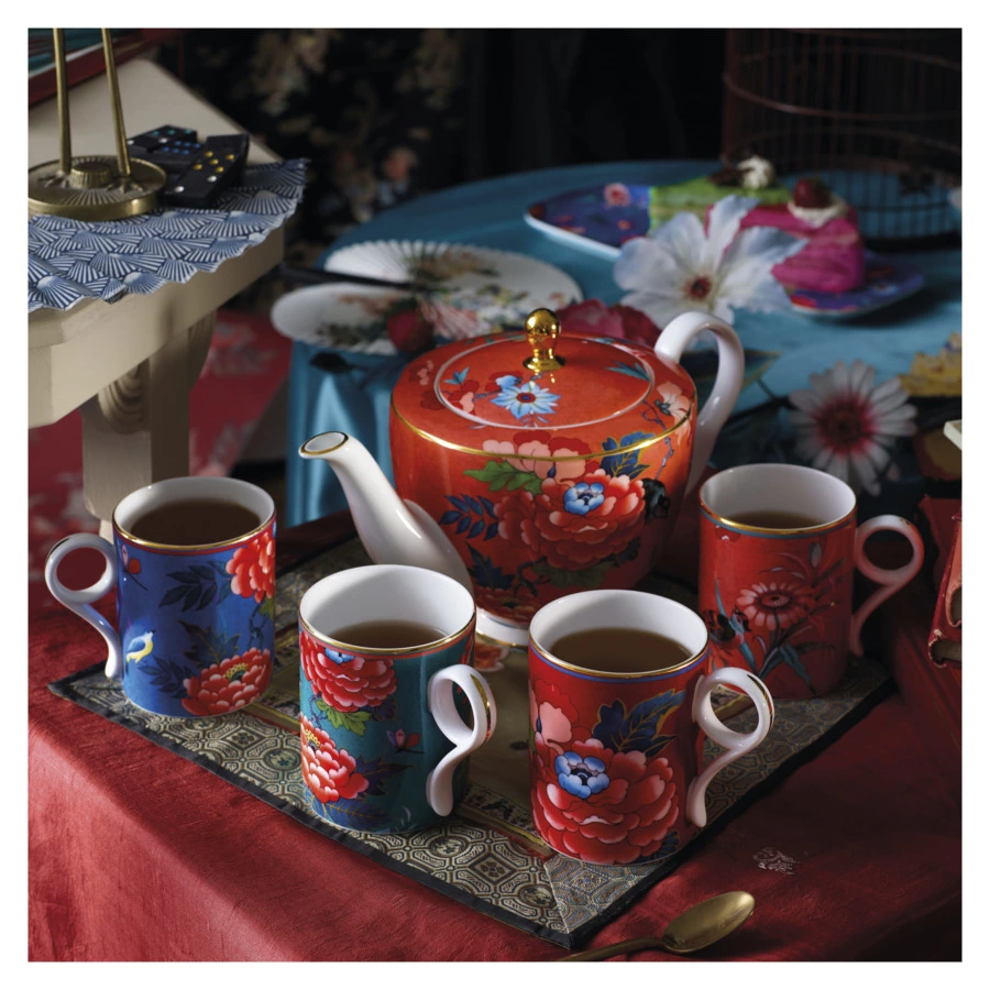 Кружка Wedgwood Пионы 240 мл, фарфор, синяя