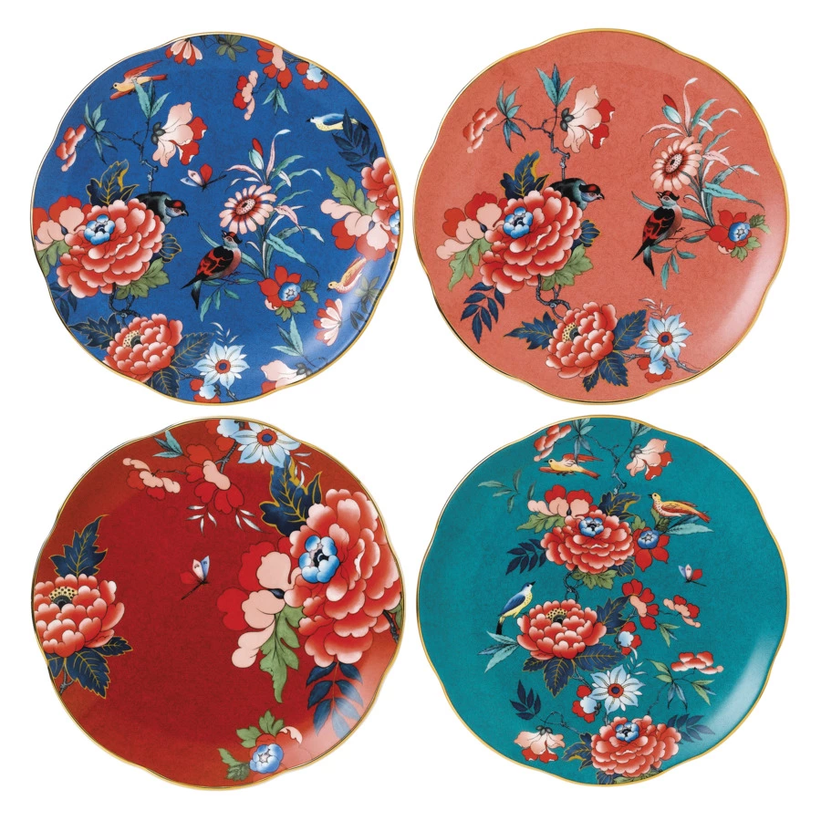 Набор тарелок закусочных Wedgwood Пионы 21 см, 4 шт, фарфор