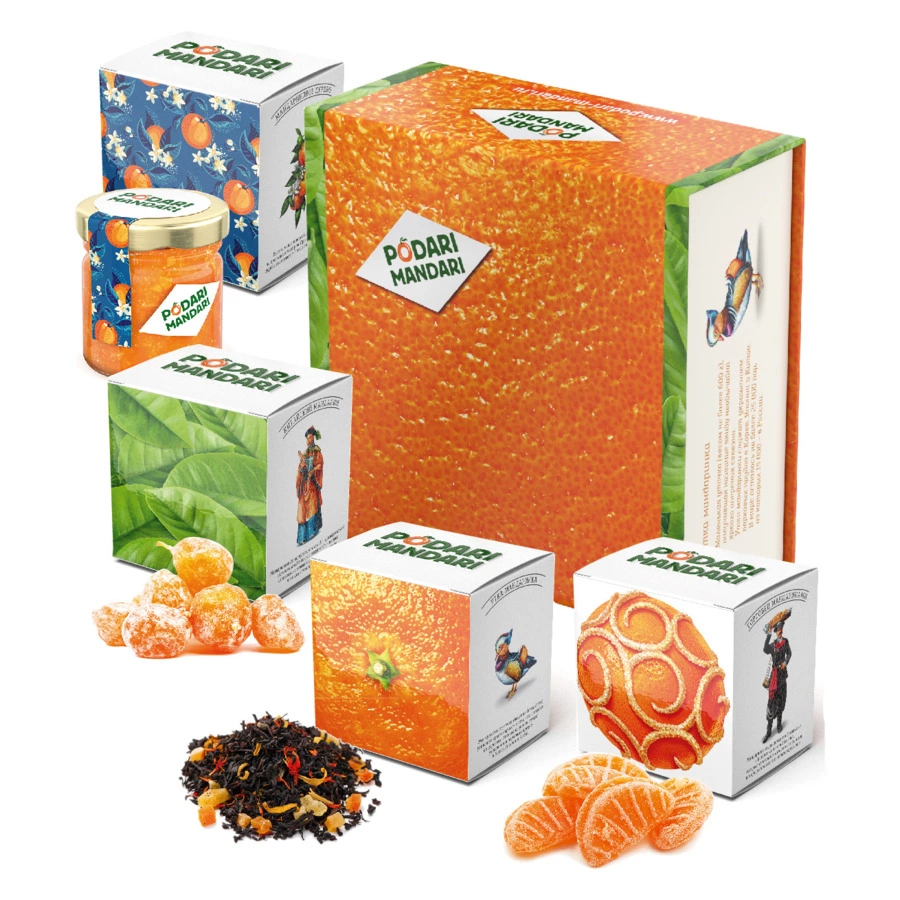 Набор чая листового со сладостями СУГРЕВЪ Podari Mandari 4 шт по 25 г, п/к