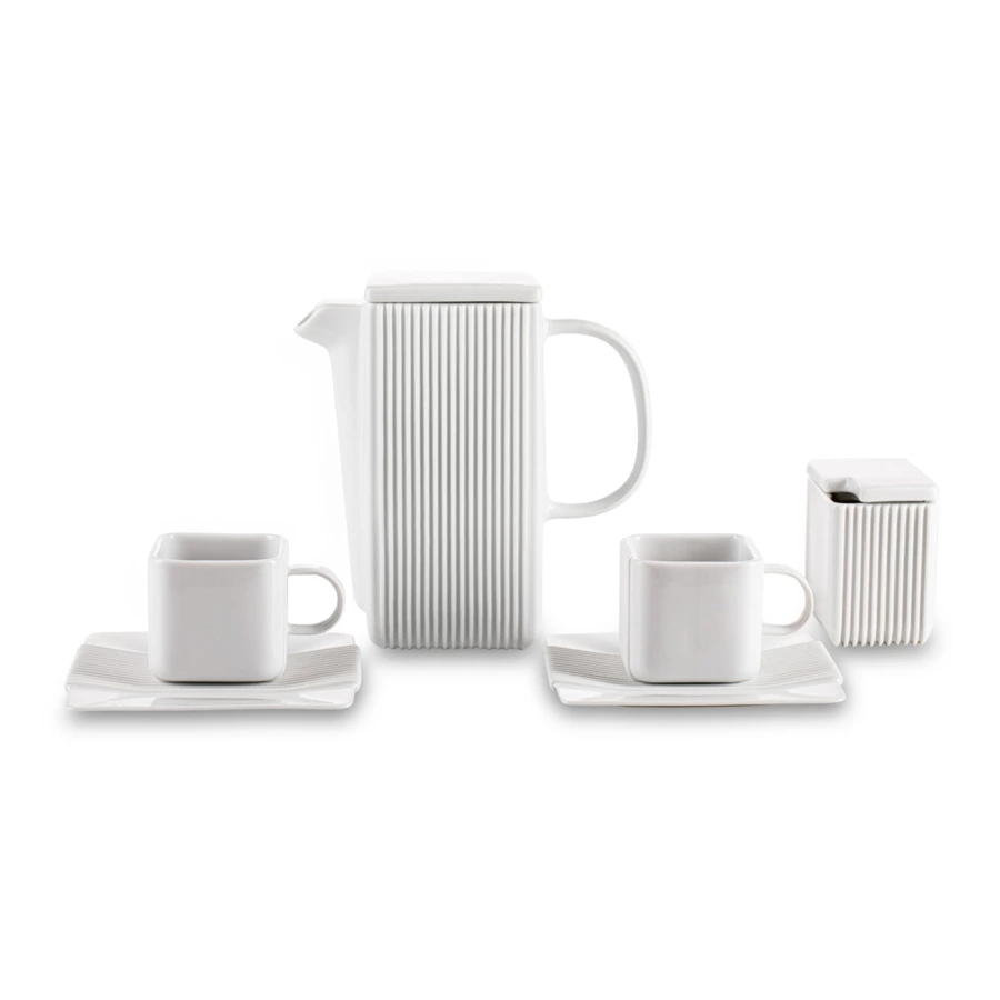 Сервиз кофейный Cmielow System на 2 персоны 4 предмета, фарфор твердый, белый