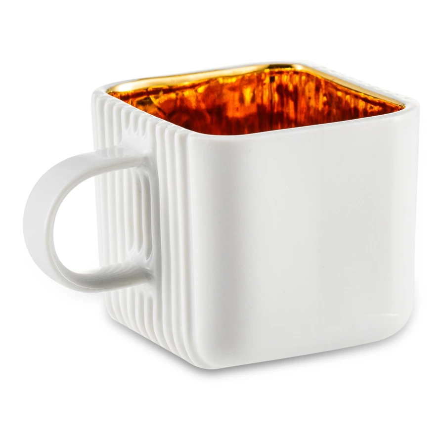 Чашка кофейная с блюдцем Cmielow System 100 мл, фарфор твердый, белый с золотом