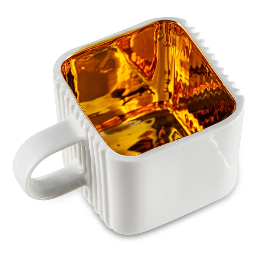 Чашка кофейная с блюдцем Cmielow System 100 мл, фарфор твердый, белый с золотом