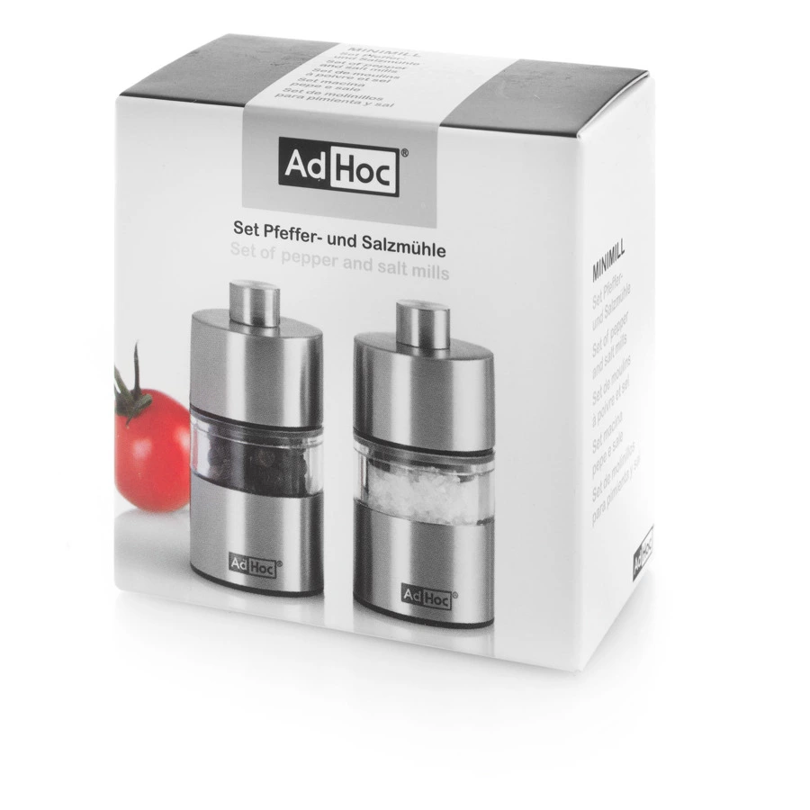 Набор для соли и перца Adhoc Minimill 3,2x6,2 см, сталь нержавеющая, п/к