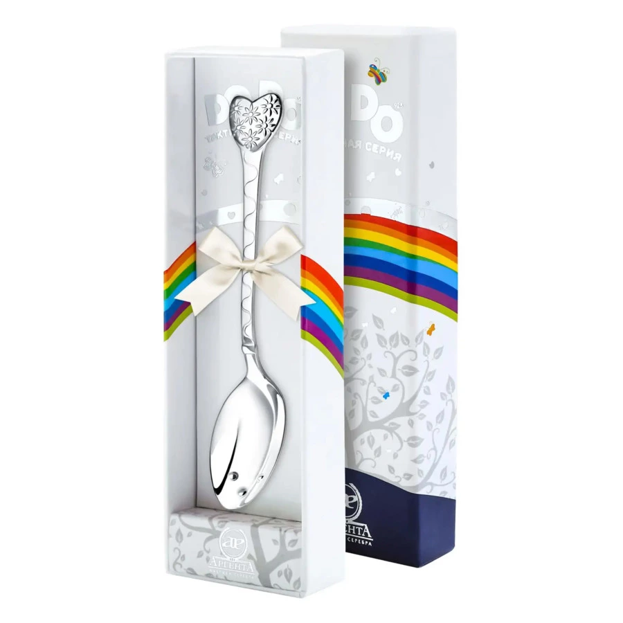 Ложка детская в футляре АргентА Do Do Сердце с цветами 20,56 г, серебро 925