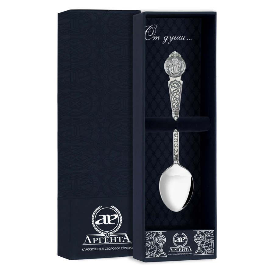 Ложка чайная в футляре АргентА От Души Ангел-Хранитель 12,63 г, серебро 925