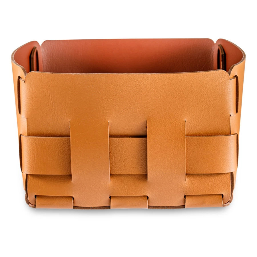 Корзина ADJ Mini Bottega 19x19х13 см, кожа натуральная, коньяк