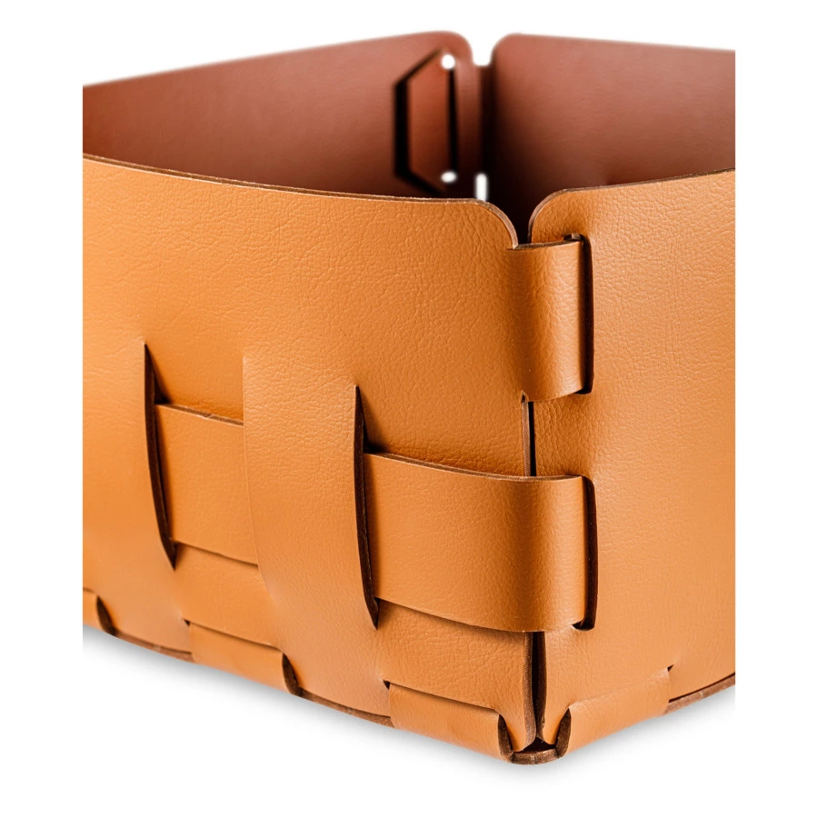 Корзина ADJ Mini Bottega 19x19х13 см, кожа натуральная, коньяк