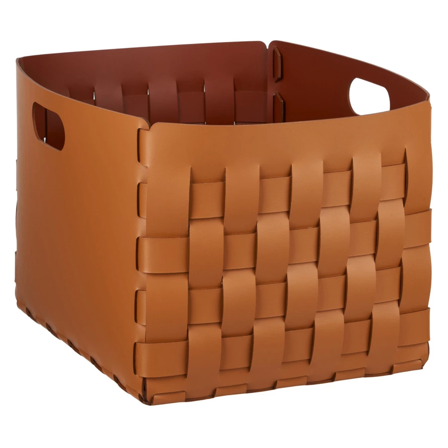 Корзина ADJ Bottega 35x40х35 см, кожа натуральная, коньяк