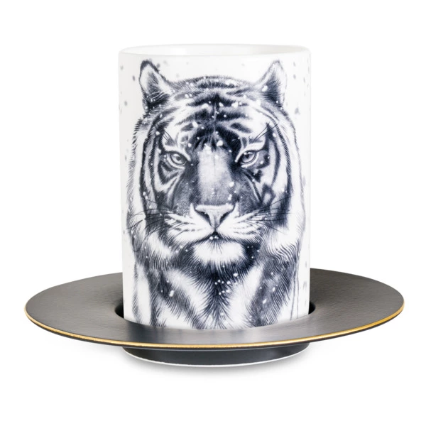Бокал с блюдцем ИФЗ Тотем  Тигр 390 мл, фарфор костяной, п/к
