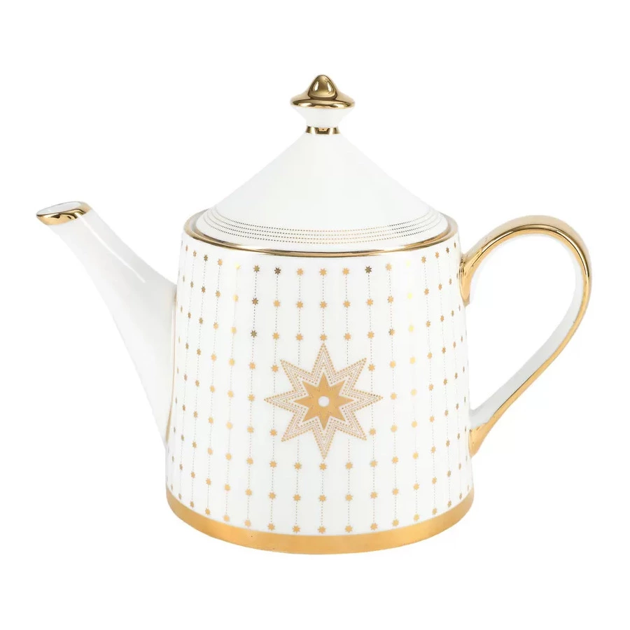 Чайник заварочный ИФЗ Идиллия Азур Золото 900 мл, фарфор костяной
