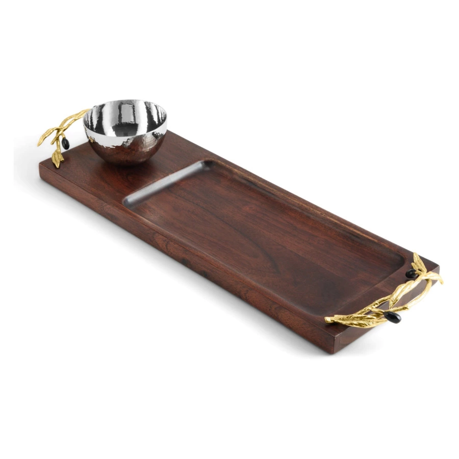 Набор из подноса и чаши Michael Aram Золотая оливковая ветвь 48х15 см