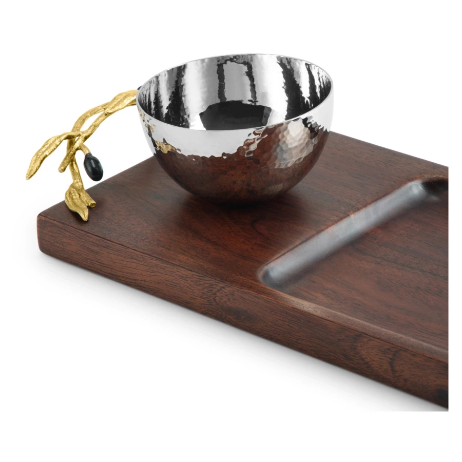 Набор из подноса и чаши Michael Aram Золотая оливковая ветвь 48х15 см