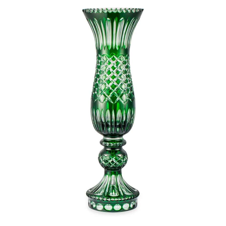 Ваза для цветов ГХЗ Княгиня 75 см, хрусталь, зеленая