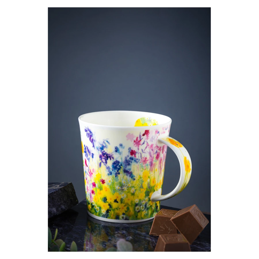 Кружка Dunoon Желтые цветы Ломонд 320 мл, фарфор костяной