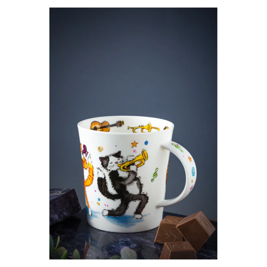 Кружка Dunoon Коты музыканты Ломонд 320 мл, фарфор костяной