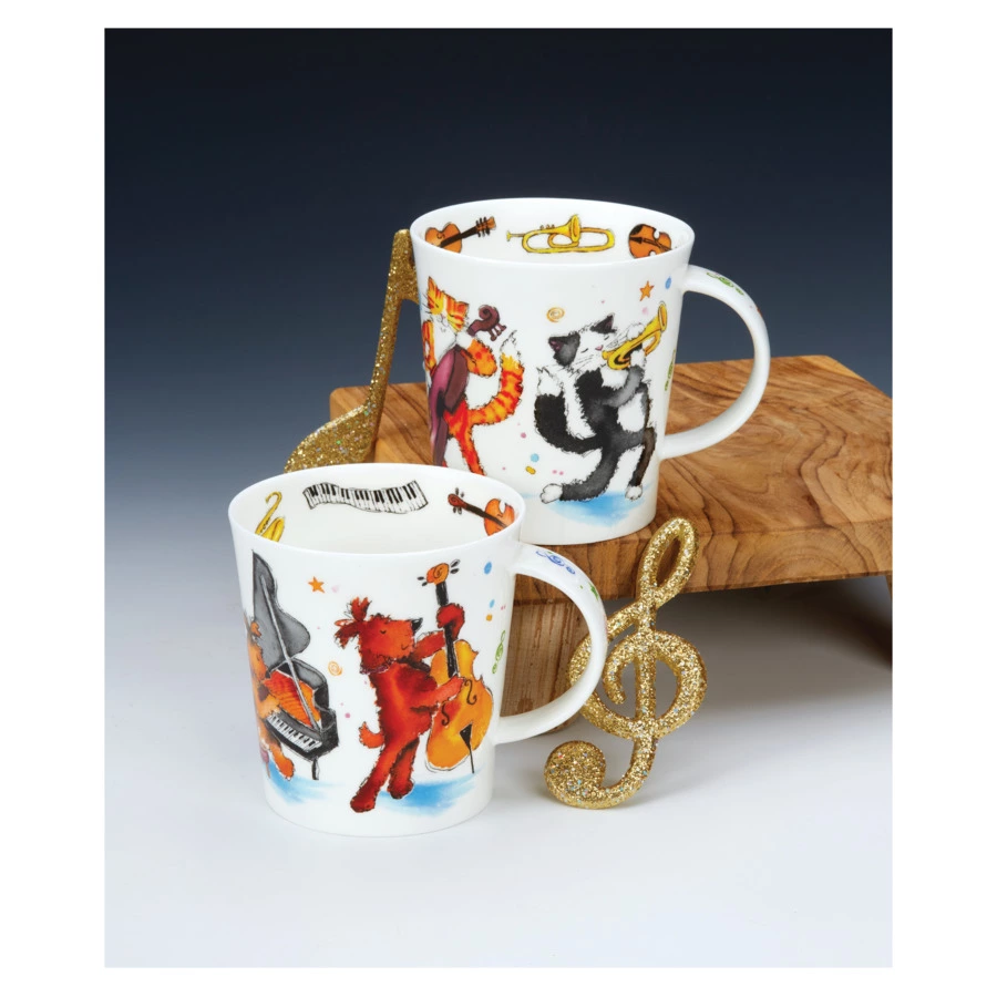 Кружка Dunoon Коты музыканты Ломонд 320 мл, фарфор костяной