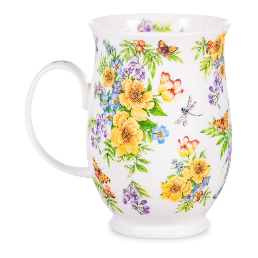 Кружка Dunoon Цветочный Сад Желтые цветы Саффолк 310 мл, фарфор костяной