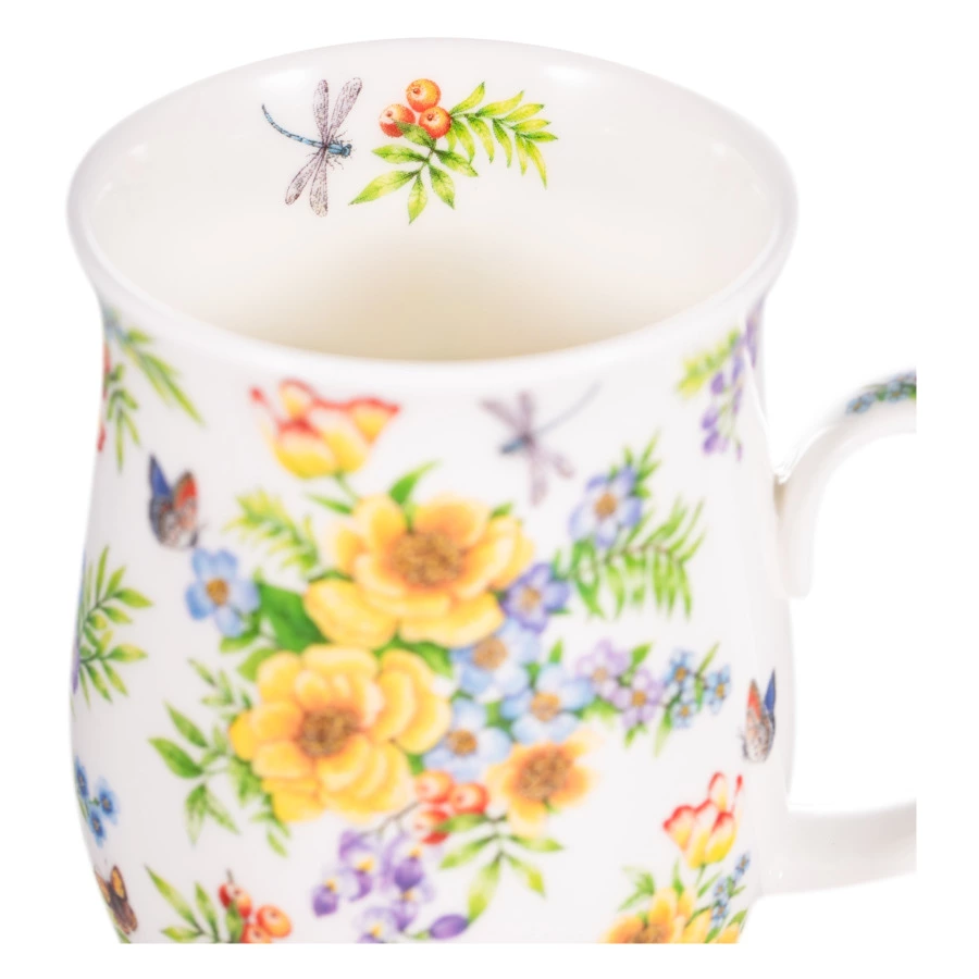 Кружка Dunoon Цветочный Сад Желтые цветы Саффолк 310 мл, фарфор костяной