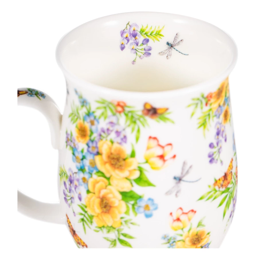 Кружка Dunoon Цветочный Сад Желтые цветы Саффолк 310 мл, фарфор костяной