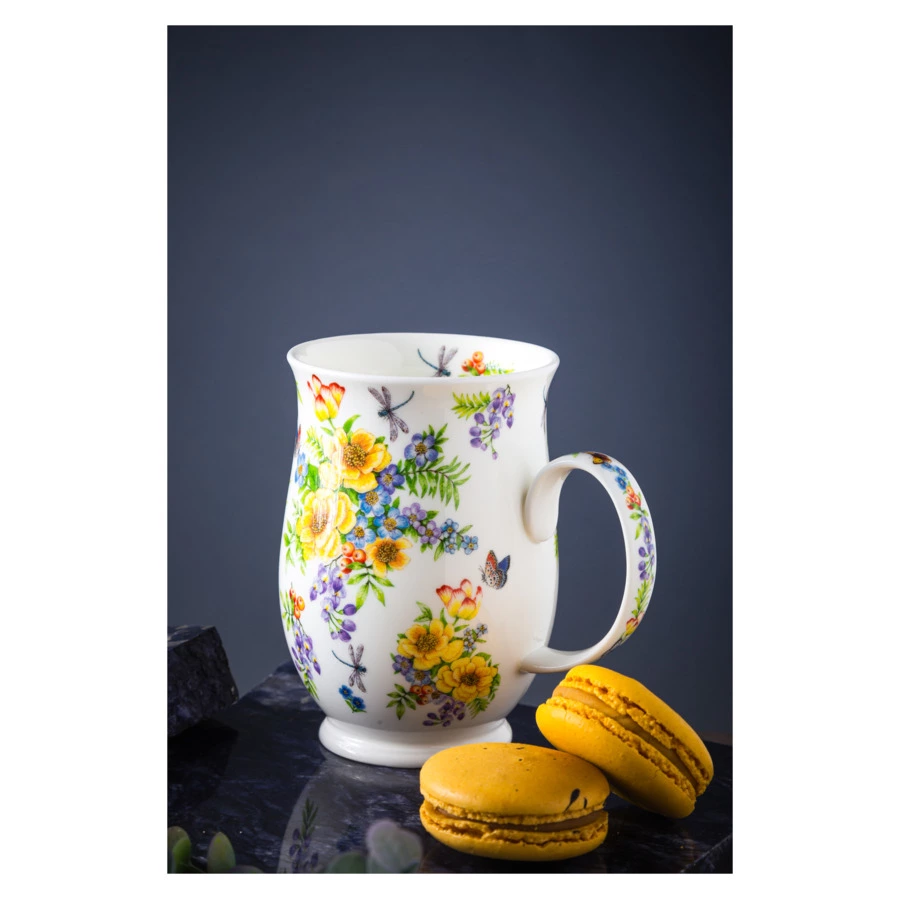 Кружка Dunoon Цветочный Сад Желтые цветы Саффолк 310 мл, фарфор костяной
